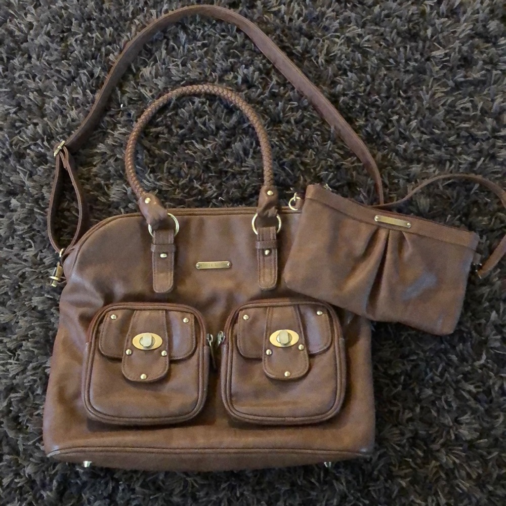 Timi and Leslie Leather Diaper Bag with Clutch